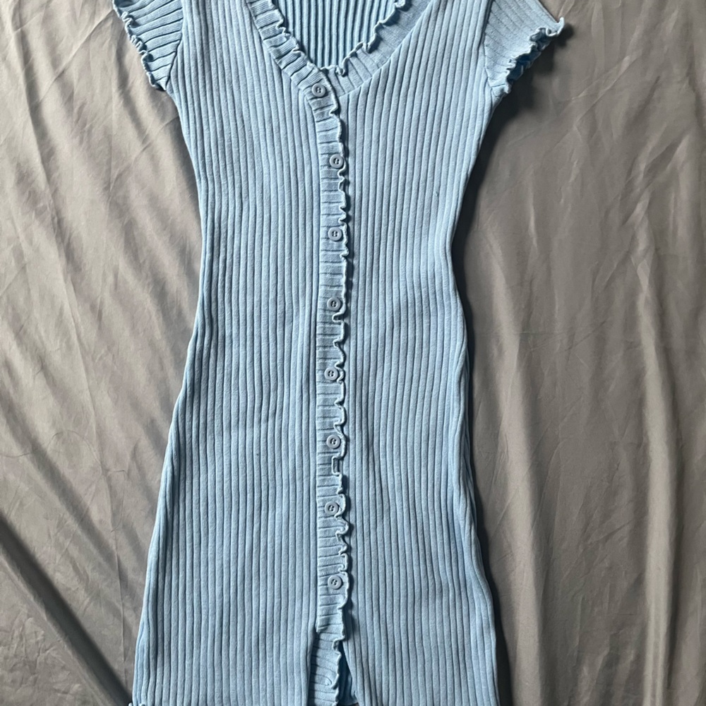 Stretchy blue ribbed dress